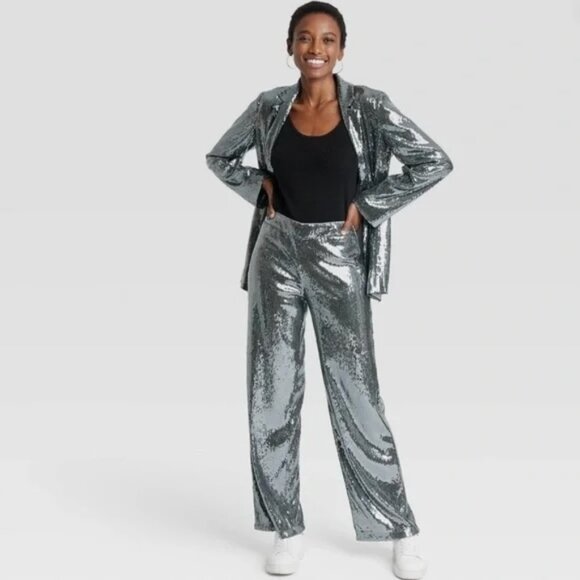 NWT A New Day Blue Sequin Suit - Picture 1 of 8